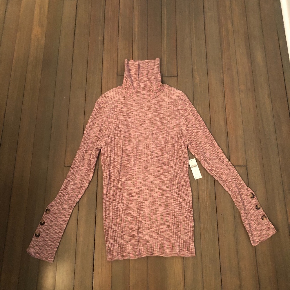 Anthropologie Button-Sleeve Turtleneck Size XL NWT